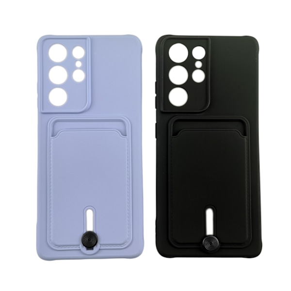 Samsung Galaxy S21 Ultra Case - Microfiber Silicone with Card Holder Black
