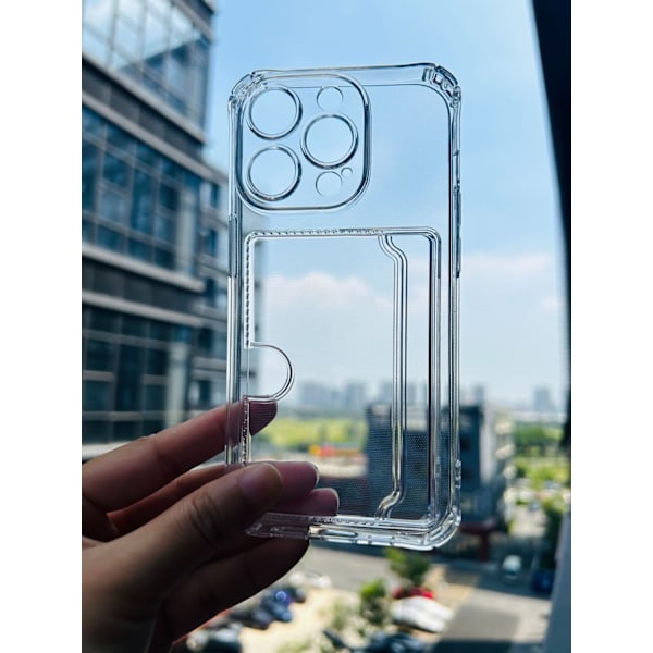 iPhone XR transparent etui med kortholder i siden - slidstærkt og let