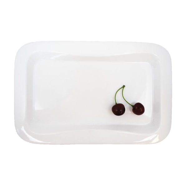 Rektangulær porcelænstallerken - bueformede buede kanter - 4 pakke Vit