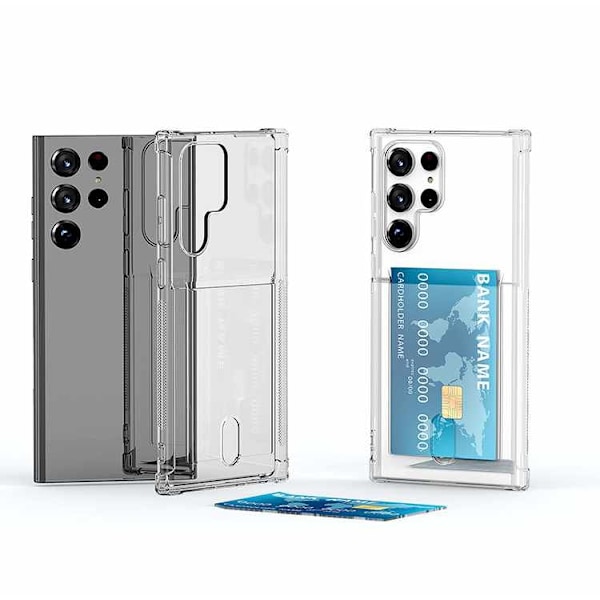 Samsung Galaxy S22 Ultra - läpinäkyvä kotelo korttipaikalla