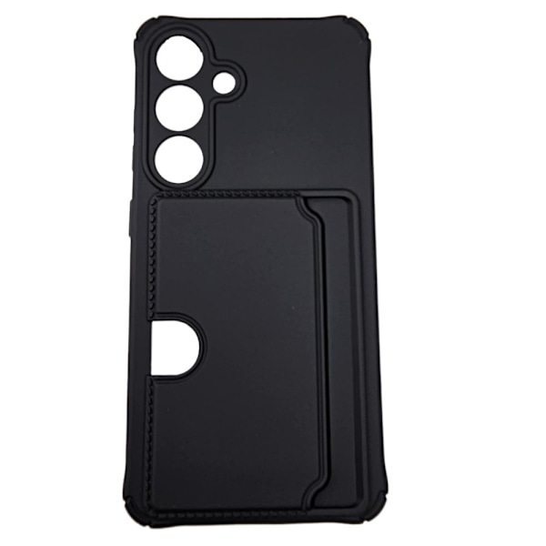 Samsung Galaxy S24 Cover - Kortholder i mikrofiber og silikone i sort