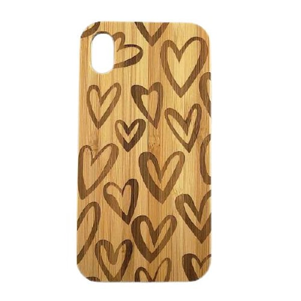 Cover iPhone XS Max - Real wood with print - Hearts