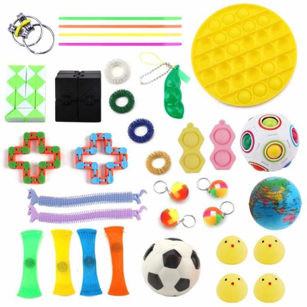 Fidget Toys - Leksakspaket för Vuxna och Barn - 34 delar Gul Pop Vit/grå/grön/blå/rosa