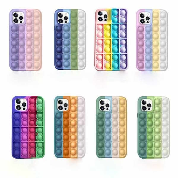 iPhone 12 / iPhone 12 Pro -kuori - Pop it Fidget Monivärinen rosa/blå/gul/vit