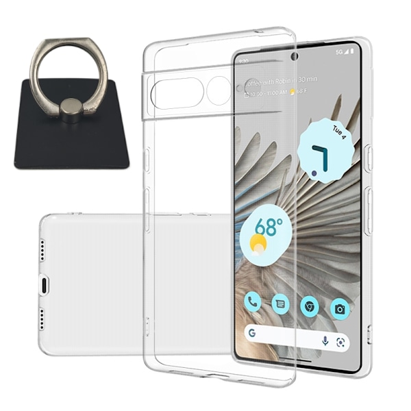 Google Pixel 7 Pro Shell & Square Finger Holder - Suojaa ja mukavuutta - Musta