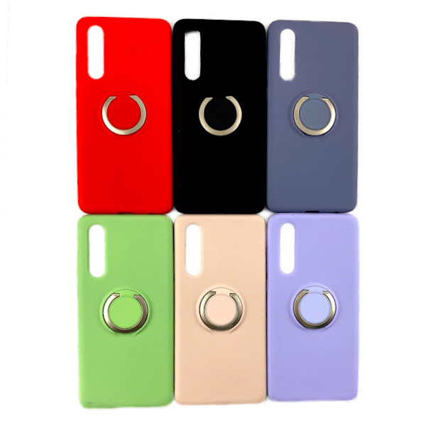 Huawei P30 silikon mikrofiber skal med ringhållare Ljusgrön