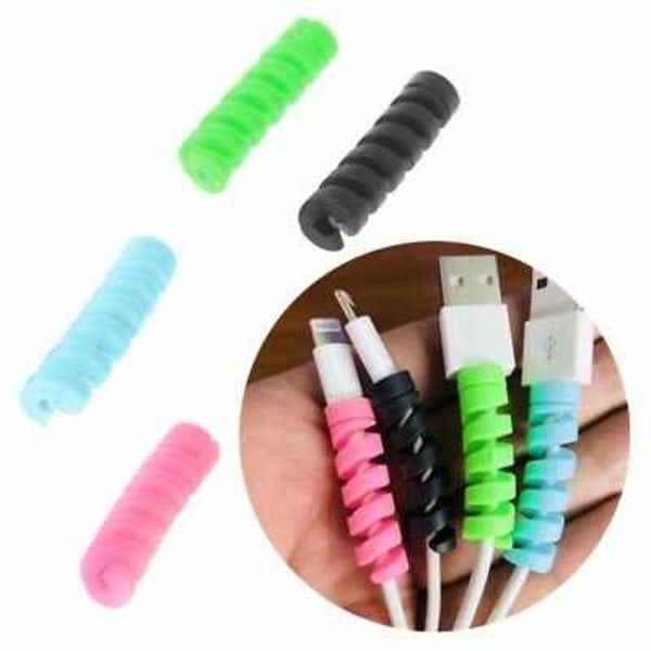 4-Pack - Kabelskydd Spiral - Olika Färger grå