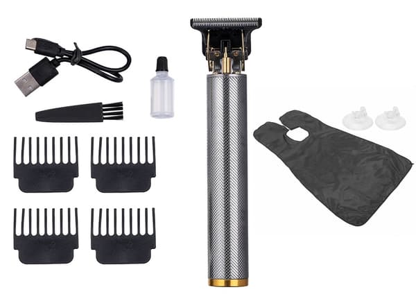 Hair & Beard Trimmer Deluxe Kit + ilmainen parranajosetti - hopea