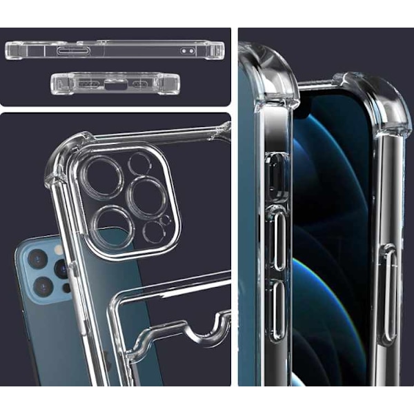 iPhone 12 Pro Max suojakuori - läpinäkyvä kortinpidike