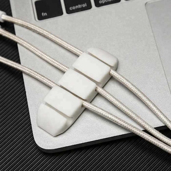 2-Pack - Kaapelipidike - Itsekiinnittyvä Neljä kaapelia pyöristettyinä White