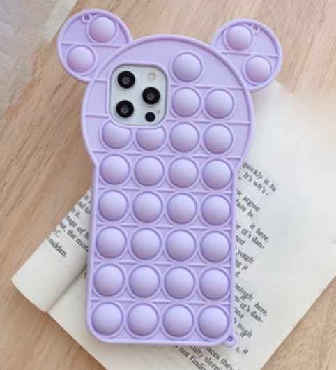 iPhone 12 Pro Max Skal - Pop it Fidget Multicolor Nalle Rosa