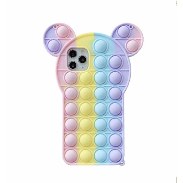 iPhone 12 / iPhone 12 Pro Skal - Pop it Fidget Multicolor Nalle Rosa