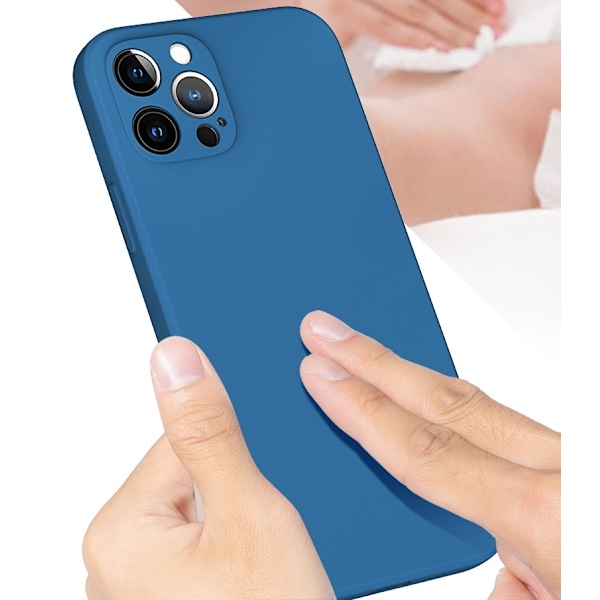 iPhone 12 Pro Max-skal - mikrofiber-silikone Mörkblå