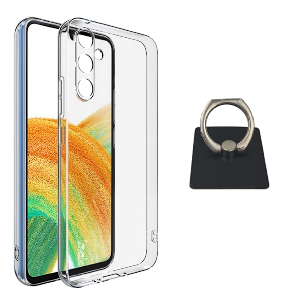 Samsung Galaxy A34 5G Shell & Square Finger Holder - Suojaa ja mukavuutta - Musta