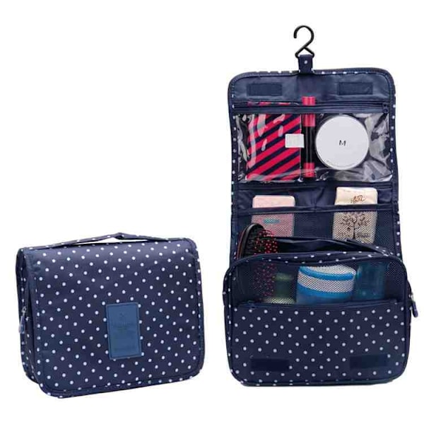 Hängande Necessär / Resväska - Blå Polka Dot Blå