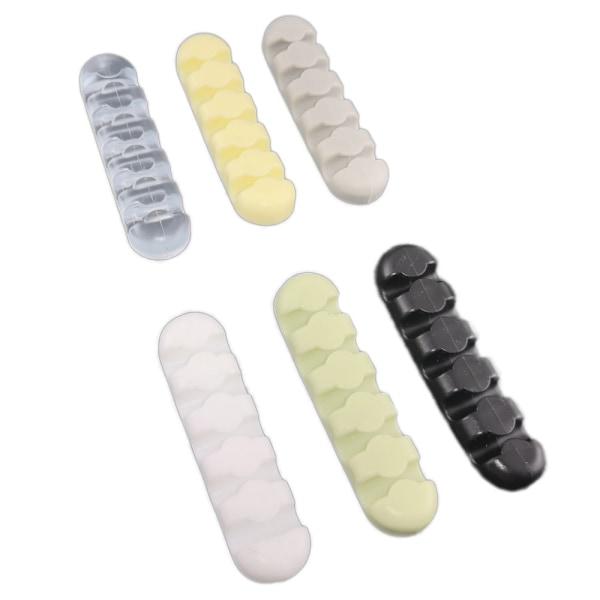 2-Pack - Kabelhållare Självhäftande - Fem kablar Transparent