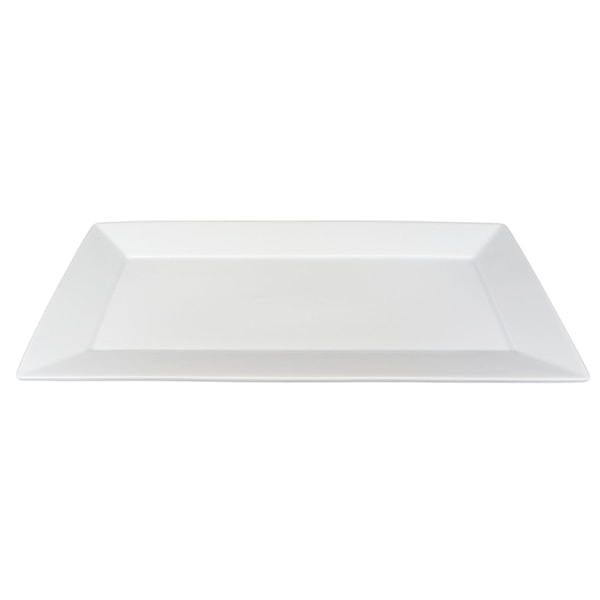 Stor rektangulær porcelænstallerken med hældning - 6 stk. Vit