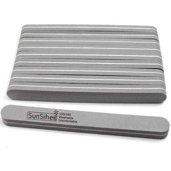 2-Pack - Dubbelsidig Nagelfil - 100/180 Grå