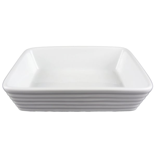 Porcelænsform - rektangulær - mønstret kant - 6 pakker Vit