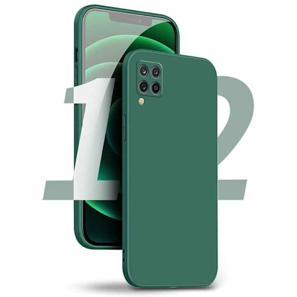 Samsung Galaxy A12 Case - Microfiber Silicon Mörkgrön