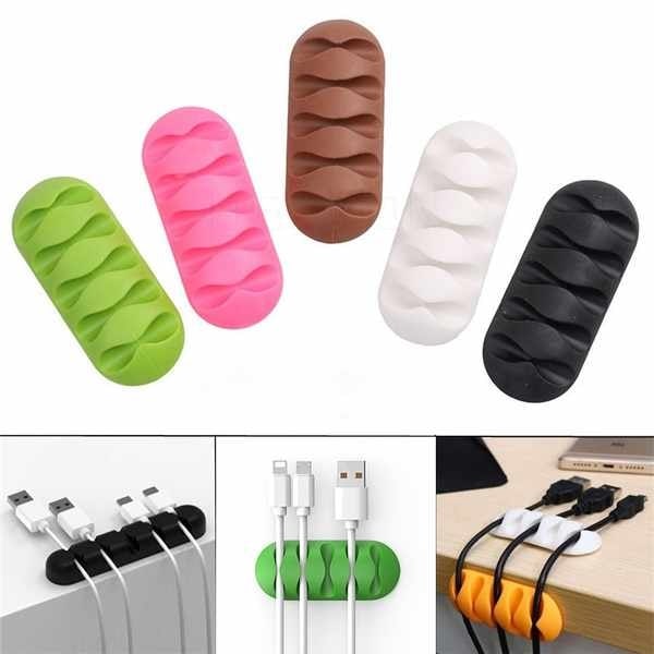 2-Pack - Kabelhållare Självhäftande - Fem kablar Gul
