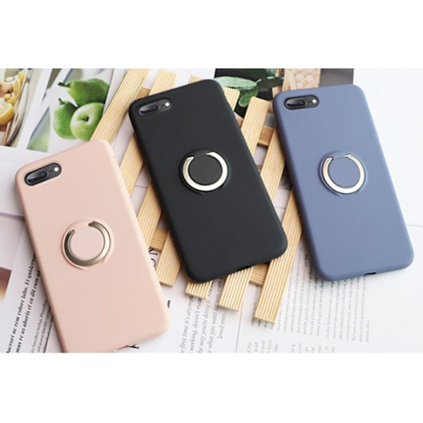 iPhone 7 Plus / 8 Plus silikon mikrofiber skal med ringhållare Turkos