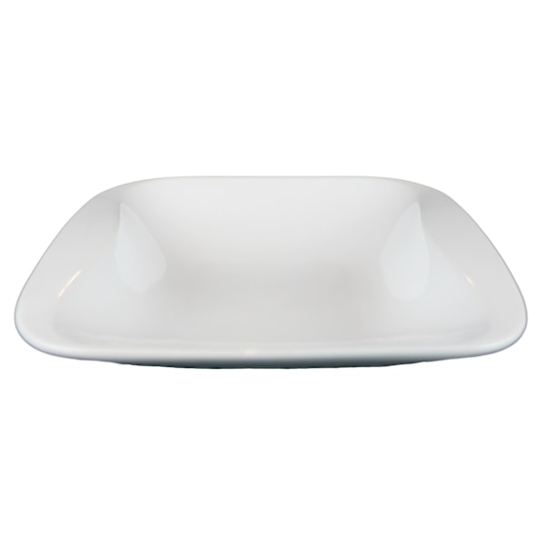 Firkantede porcelænstallerkener - afrundet kant - 8 stk. Vit