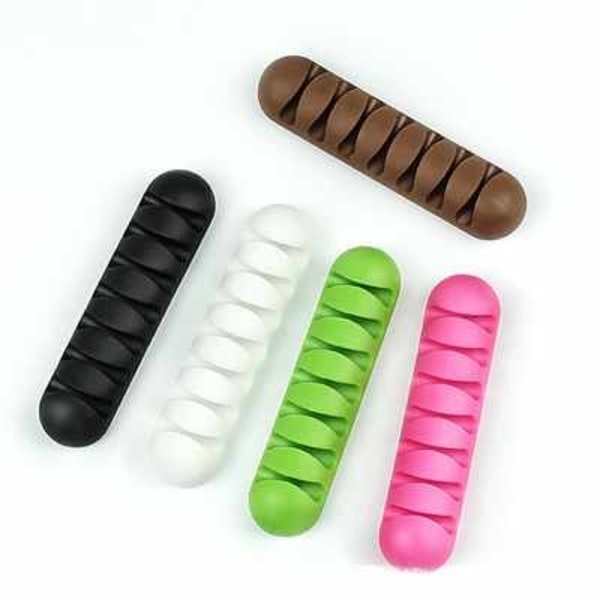 2-Pack - Kaapelipidike - Itsekiinnittyvä seitsemän kaapelia Black