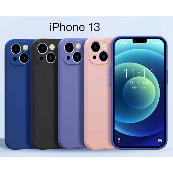 iPhone 13 - Mikrokuituinen silikonikuori LightGreen Ljusgrön