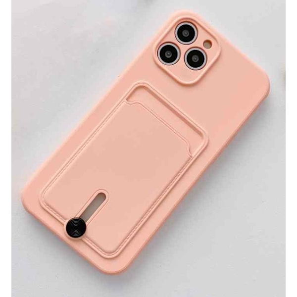 iPhone 12 mikrofiberetui med kortholder! Rosa