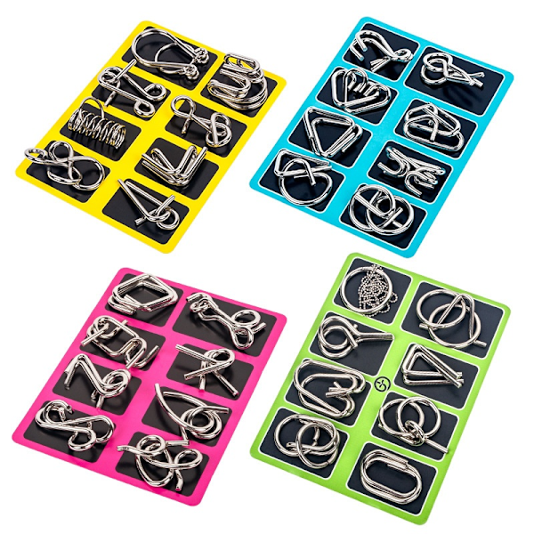 Hjärngympa Pussel - Separera 8-pack - Blandade Färger och Utmaningar Blå