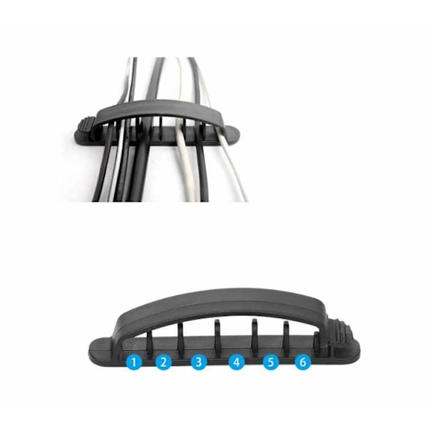 3-Pack - Kabelhållare 6 Kablar – Effektiv Sladdorganisation för Ditt Hem eller Kontor! Svart
