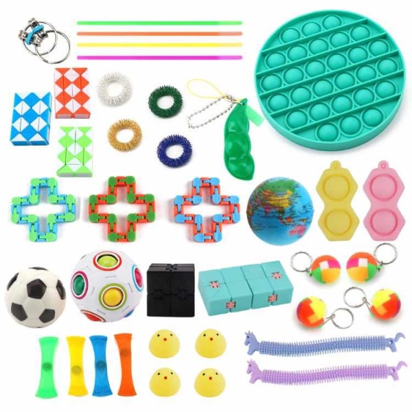 Fidget Toys - Leksakspaket för Vuxna och Barn - 38 delar Grön Po Grön/Gul/Blå/Röd/Rosa