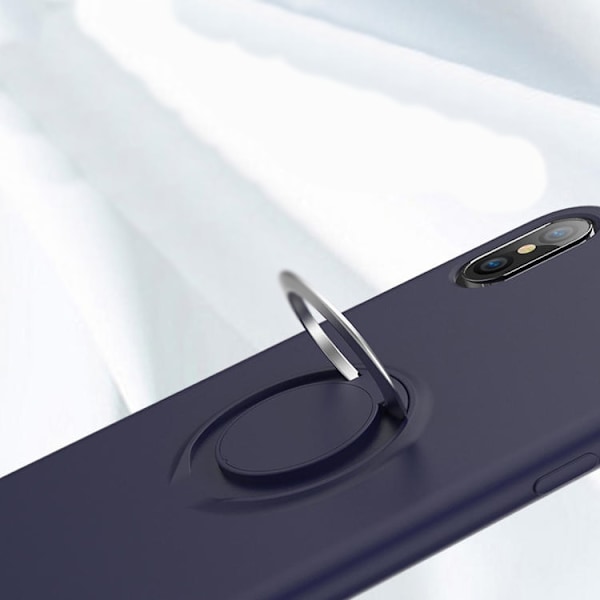 iPhone XS Max Skal - Mikrofiber Silikon med Ringhållare Ljusgrön