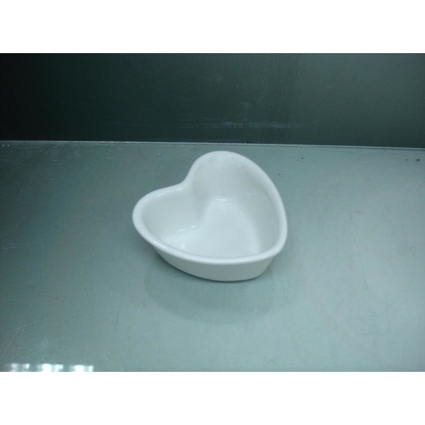Miniporcelænsskål - hjerteformet med høj kant - 12 stk. Vit