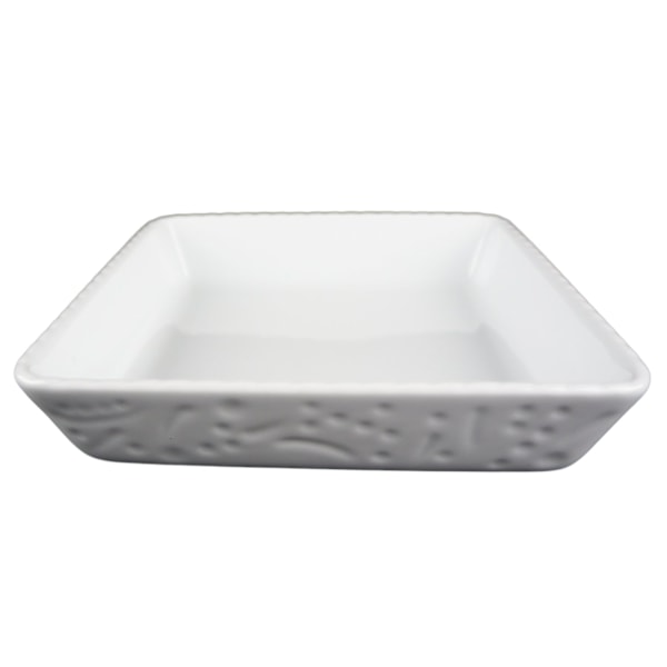 Porcelænsform Rektangulær mønstret kant - 4 stk. Vit