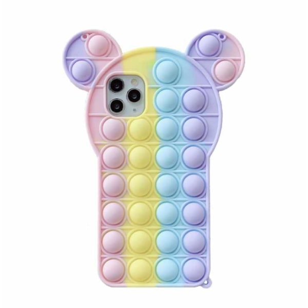 iPhone 12 Pro Max Skal - Pop it Fidget Multicolor Nalle Lila
