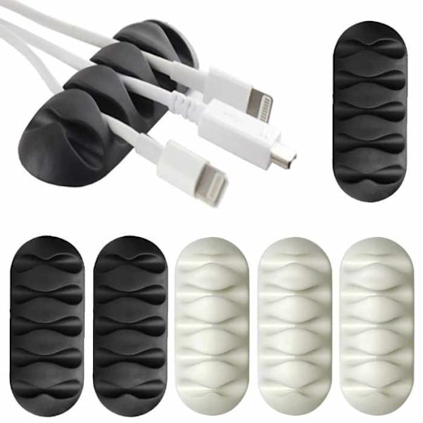 2-Pack - Kabelhållare Självhäftande - Fem kablar Gul