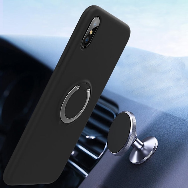 iPhone XS Max Skal - Mikrofiber Silikon med Ringhållare Ljusgrön