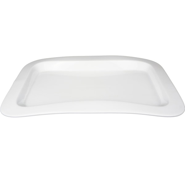 Rektangulær porcelænstallerken - bueformede buede kanter - 4 pakke Vit