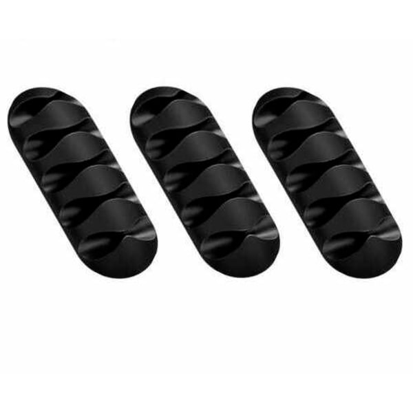 2-Pack - Kabelhållare Självhäftande - Fem kablar Transparent