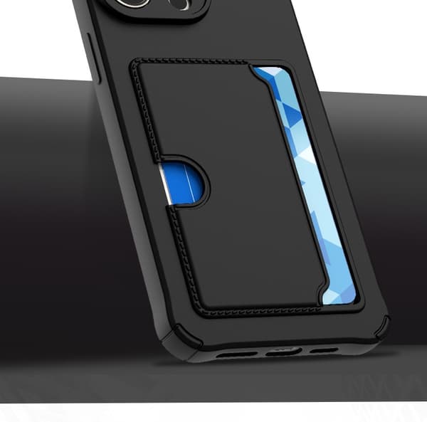 iPhone 15 Pro kotelo musta, jossa on sivukorttipidike