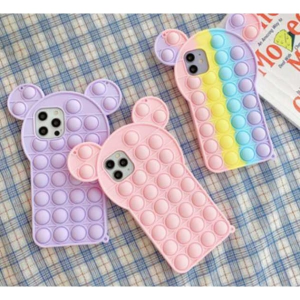 iPhone 12 / iPhone 12 Pro-skal - Pop it Fidget Multicolour Teddy Bear Pink