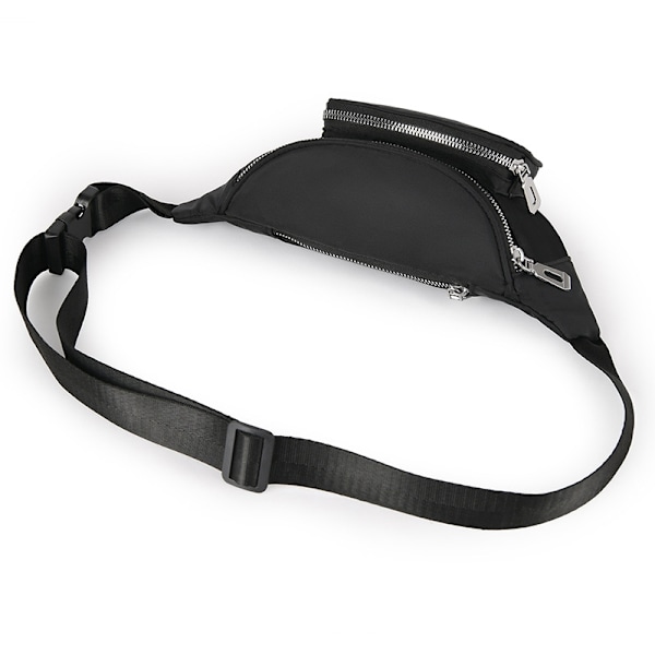 Midjeväska Nylon - 2 Fack + Ytterfack Svart