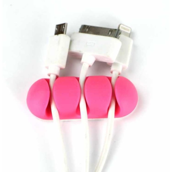 2-pak - Kabelholder Selvklæbende til tre kabler Pink