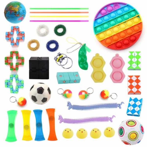 Fidget Toys - Legetøjspakke til voksne og børn - 38 stykker Rainbow Pop Circle Grön/Blå/Rosa/Gul