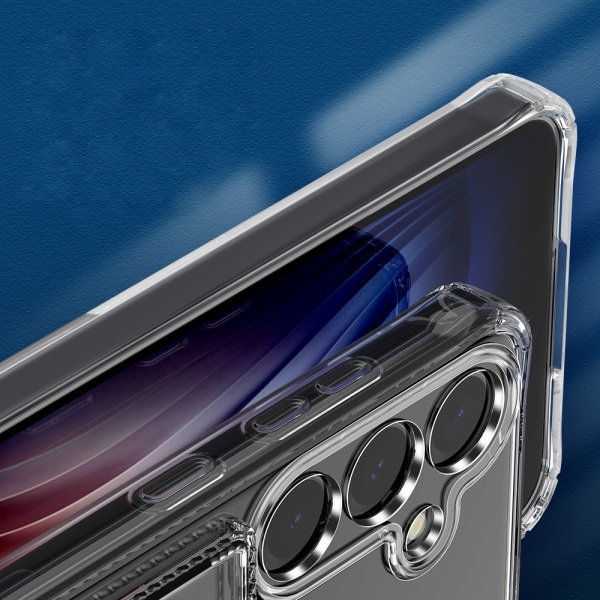 Samsung Galaxy S23 läpinäkyvä kotelo, jossa on sivukorttipidike