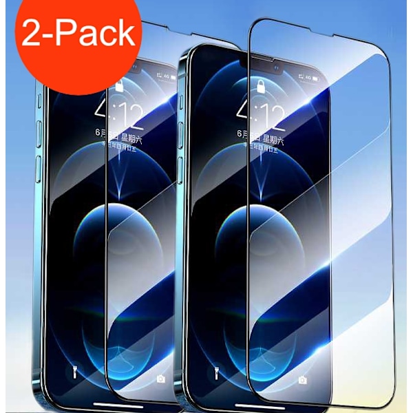 2-pack - iPhone 13 / 13 Pro korkealaatuinen täysi kansi karkaistu lasi näytönsuojauslasi