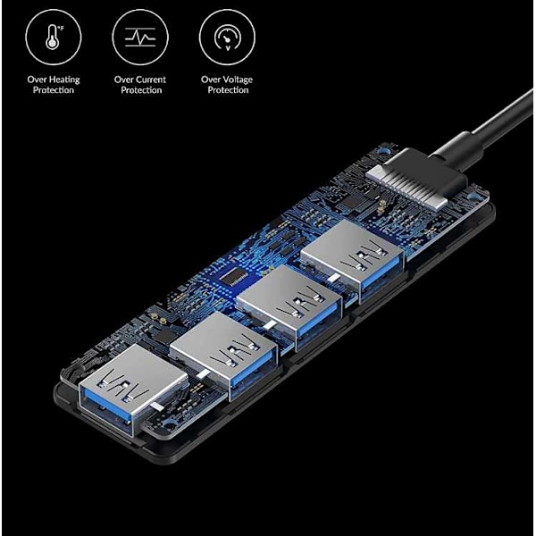 USB C Hub SuperSpeed - 4 porttia Svart