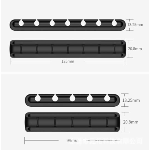 5-Pack - Kabelhållare - Självhäftande Silikon Multi-Set i Olika Storlekar Grön